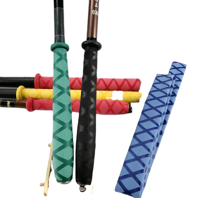 Fishing Rod Repair Kit - 滑り止めパターン熱収縮スリーブラケット釣り竿ナイフツールグリッドパターン耐摩耗性断熱熱収縮ハンドル