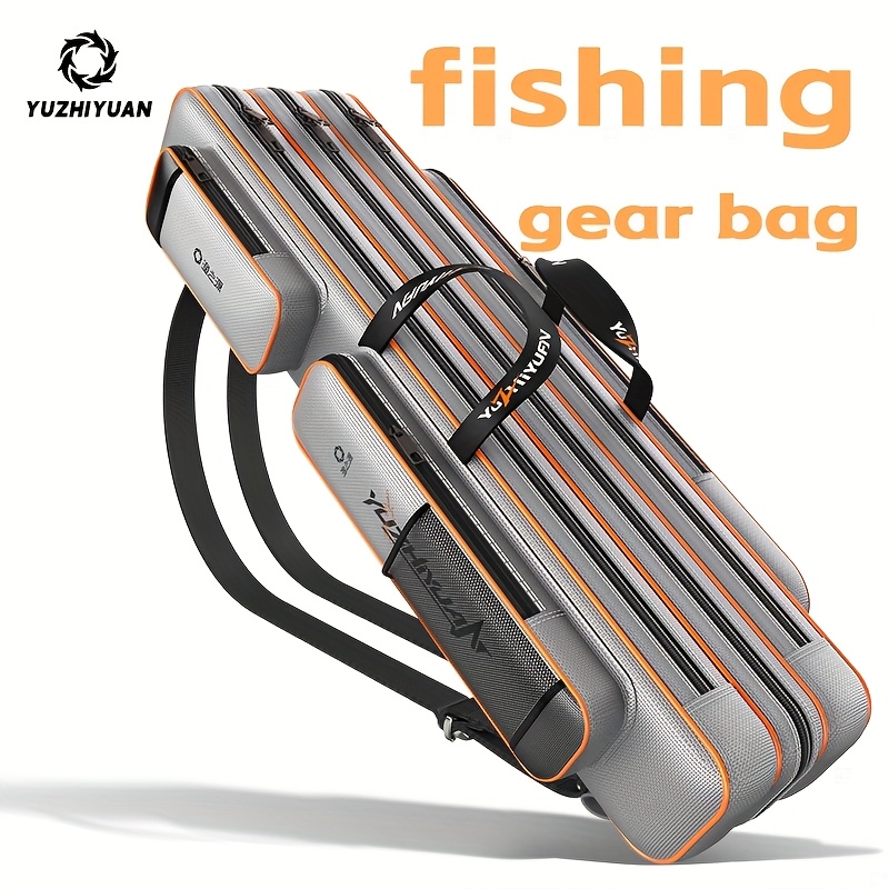 Fishing Rod Case - Yuzhiyuan フィッシングバッグ、大容量多層タックル収納、スチールエッジ＆メタルジッパー付き、軽量ポータブルロッドケース