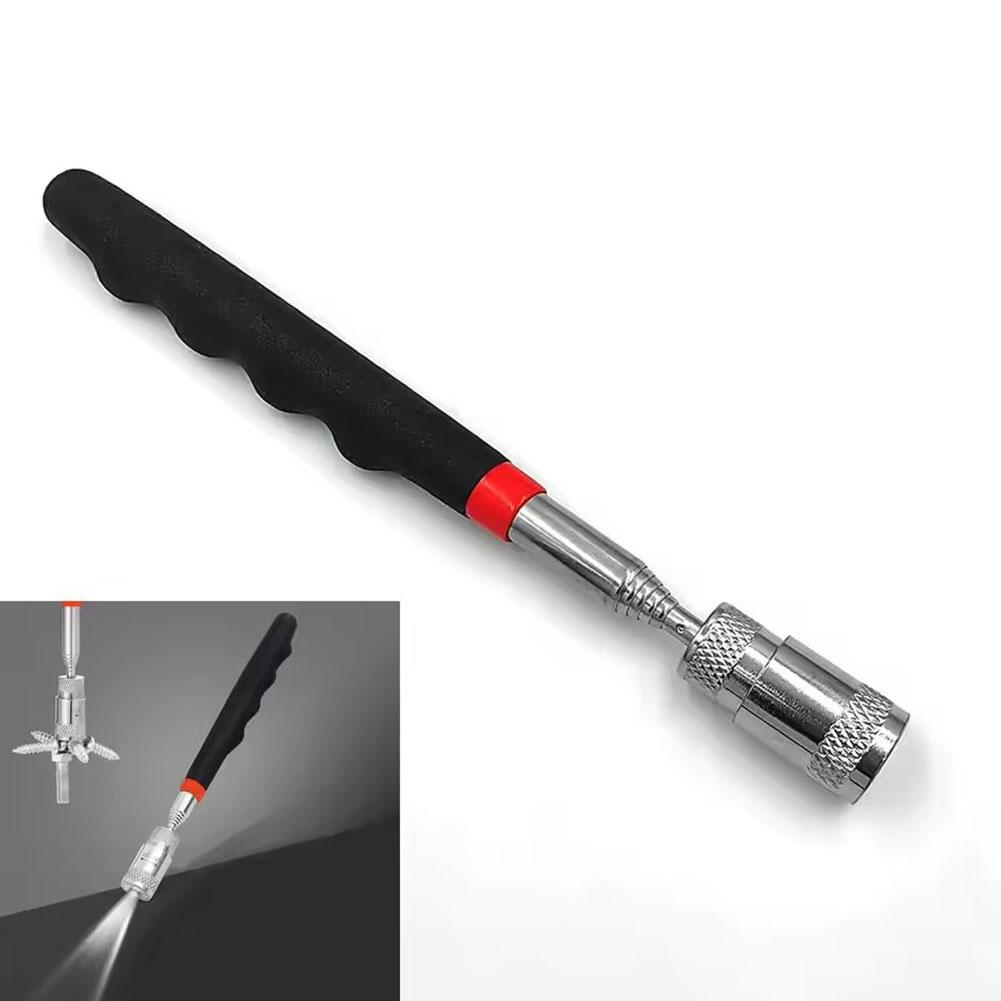 Fishing Rod Travel - 伸縮式磁気ペン LEDライト付き 拡張可能なピックアップロッド ミニポータブルマグネットツール ネジ、ナット、ボルト、金属部品用