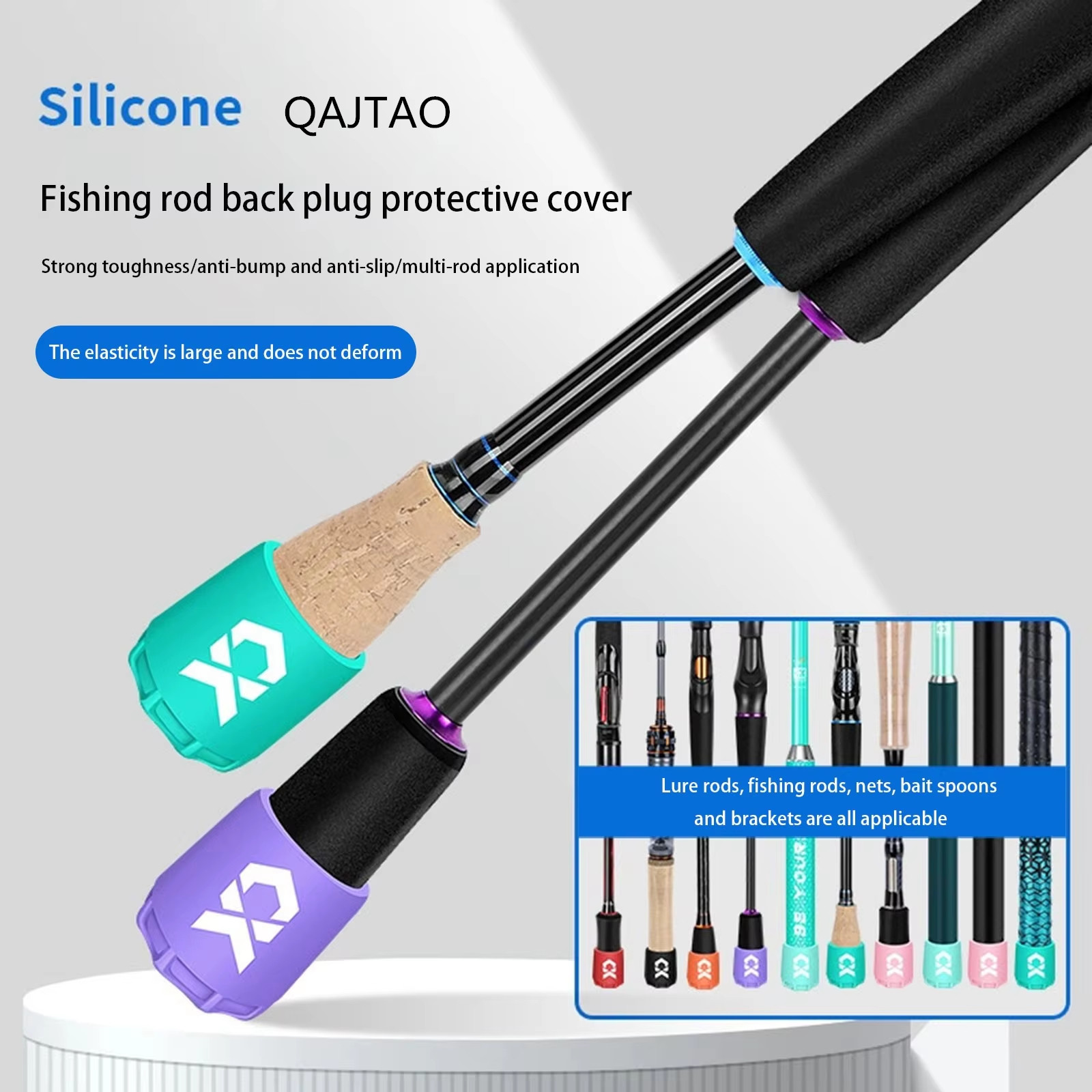 Fishing Rod Case - シリコーン釣竿エンドキャッププロテクター軽量耐久性のある釣竿プラグテールプロテクター弾性ハンドル保護ケース鯉