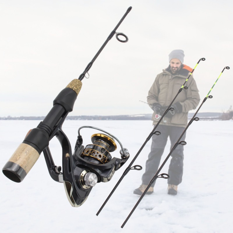 Fishing Rod Building Kit - 60 センチメートル 2 ヒントロッドリールコンボ冬氷釣り竿釣りリールセットポールタックルカーボンポール氷釣り竿新