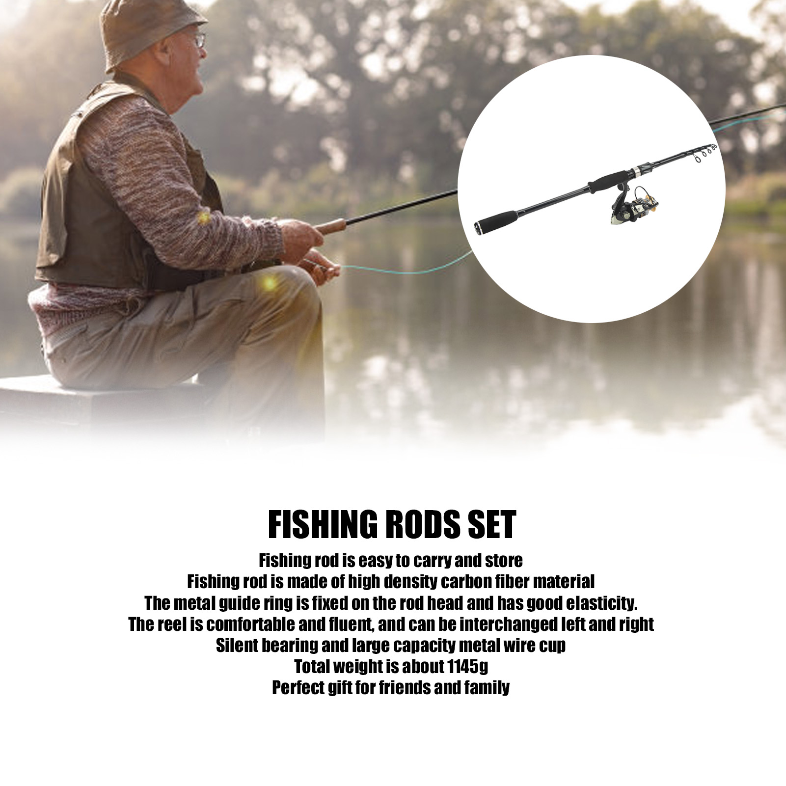 Fishing Rod Combo - 釣り竿とリールのコンボセット 釣り竿セット 大容量メタルワイヤーカップ サイレントベアリング 伸縮式ロッド 初心者向け