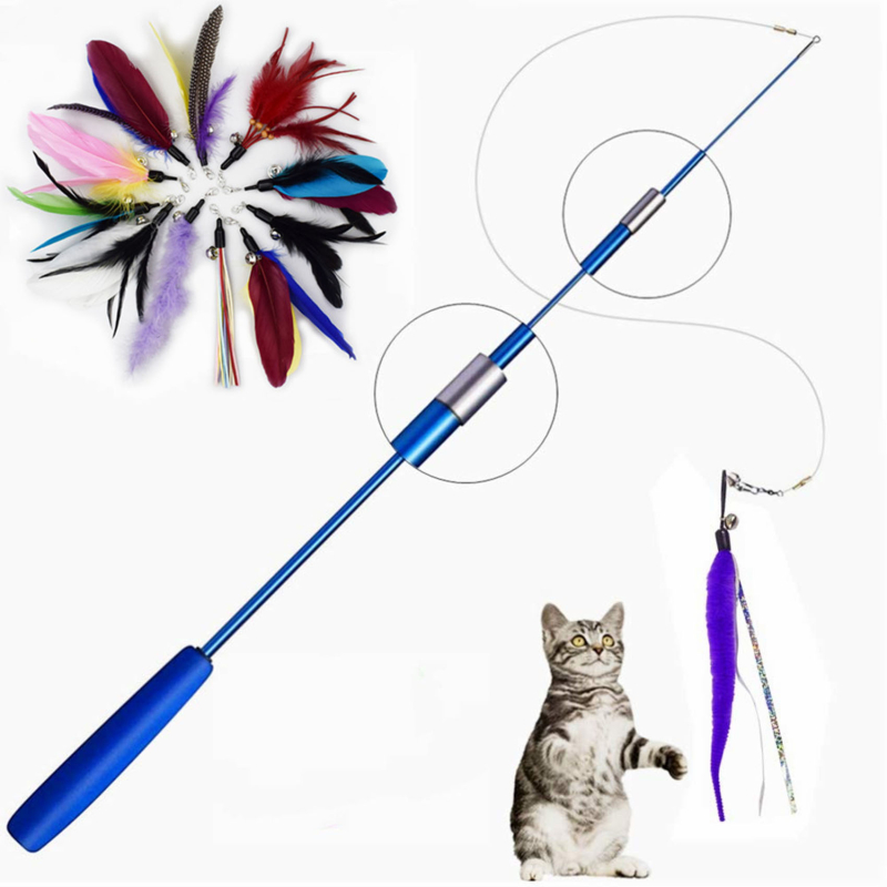 Fishing Rod Carbon Fiber - 伸縮式三段式シミュレーション釣り竿猫じゃらし棒おもちゃエンターテイメント子猫遊び