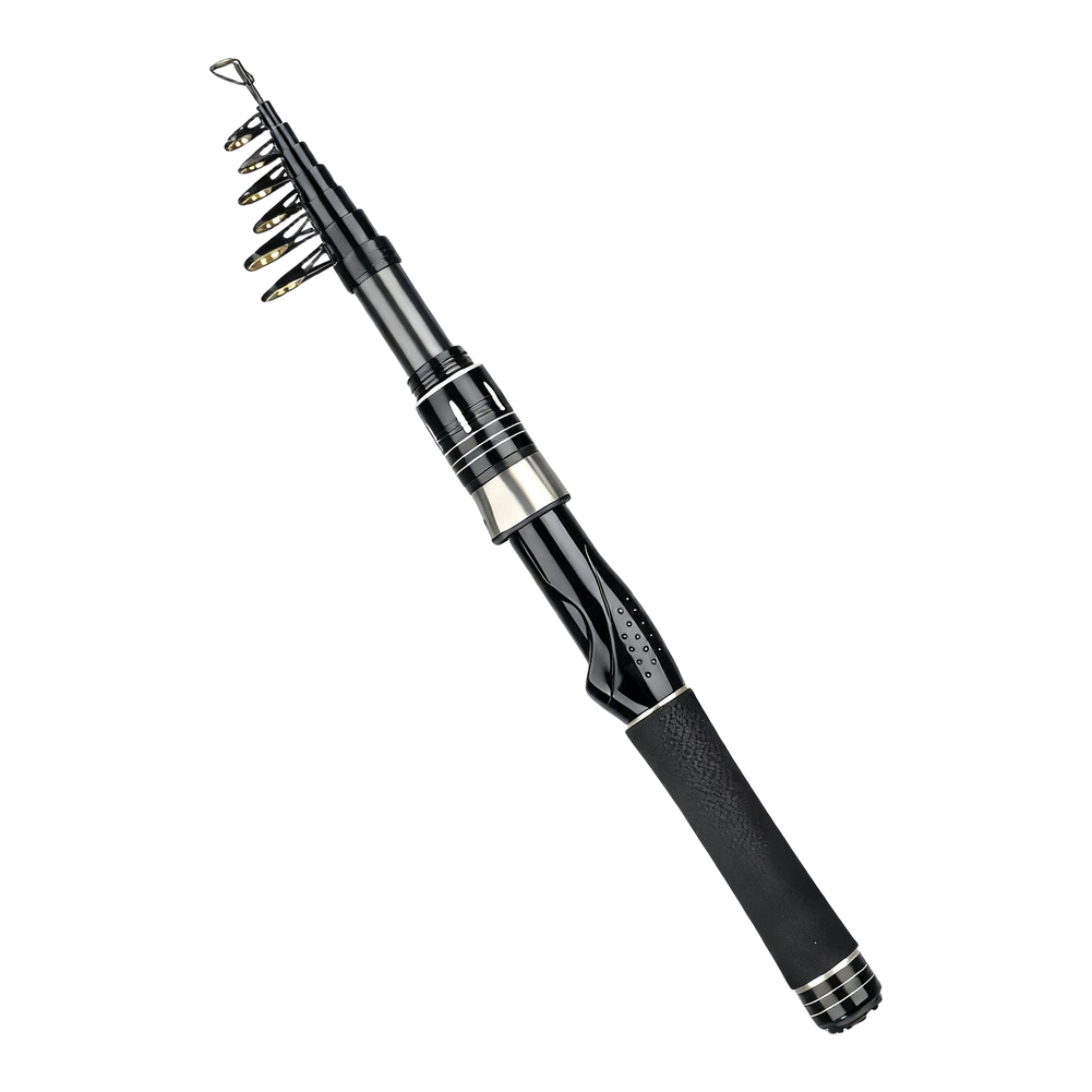 Fishing Rod Casting - 超軽量伸縮式カーボン釣り竿 セラミックガイドリング付き 速いアクション ポータブルポール 岸釣り・海釣り用 1.5M-2.4M