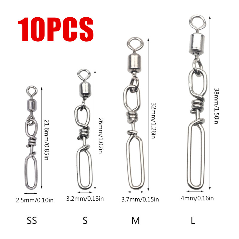 Fishing Rod Repair Kit - 高強度ローリングボールベアリングスナップ 20 個パック 釣りバレルスイベル ルアーコネクタクリップ 海水淡水用