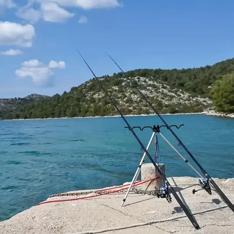 Fishing Rod Telescopic - 1PC 釣り海竿ブラケットアルミ合金地面挿入三角ブラケット遠投伸縮式投げ釣りツール