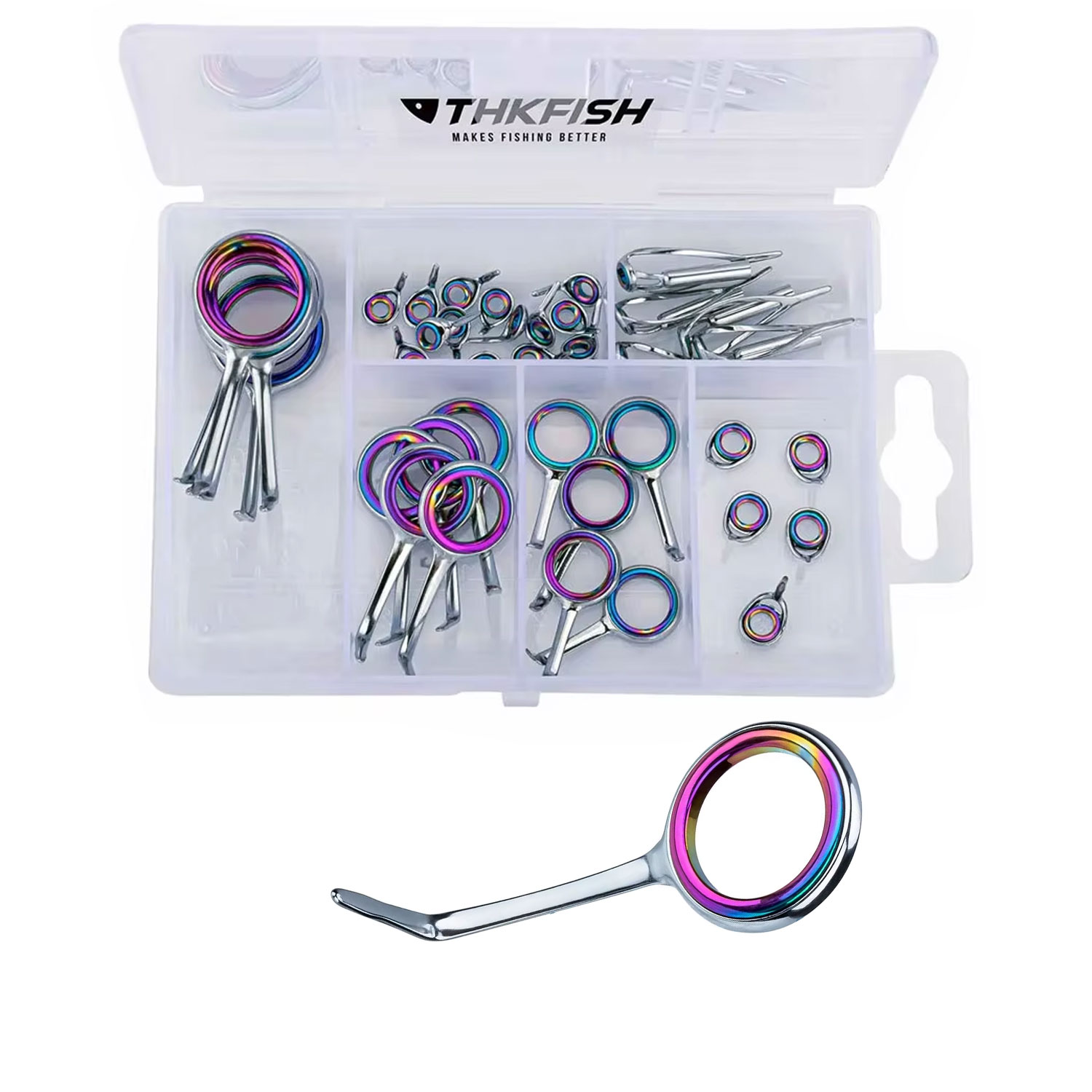 Fishing Rod Tip Replacement - ステンレス鋼の釣り竿ガイド,40個,釣り竿ガイド,チップトップ修理セット,交換セット