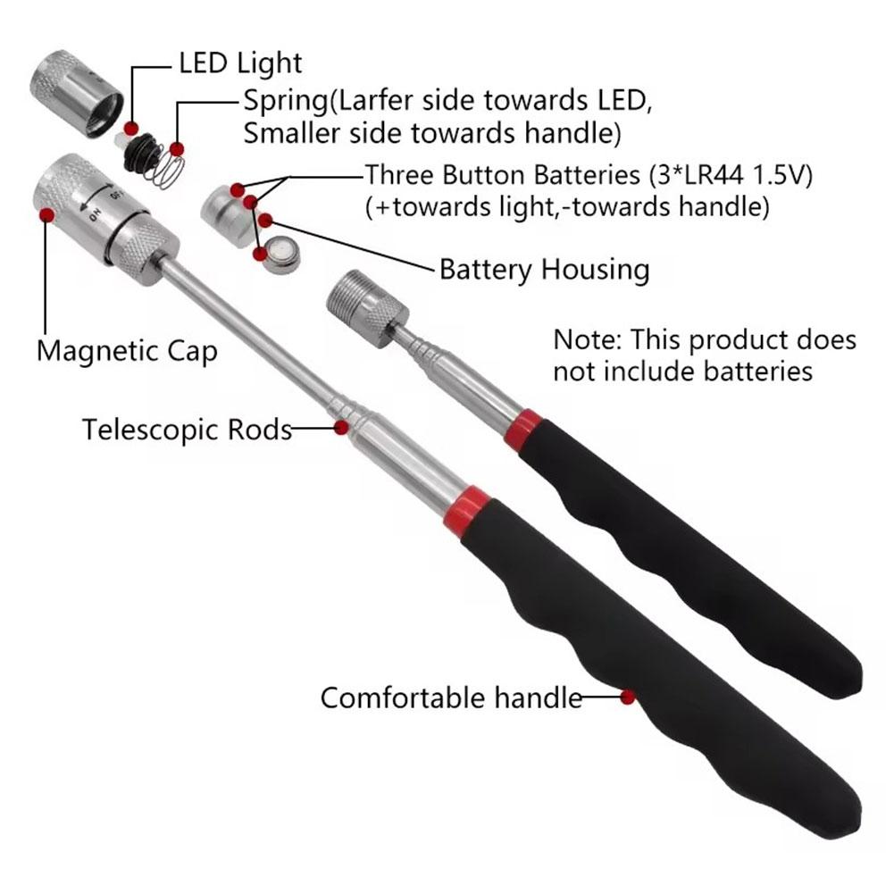 伸縮式磁気ペン LEDライト付き 拡張可能なピックアップロッ - Fishing Rod Travel のレビューと価格