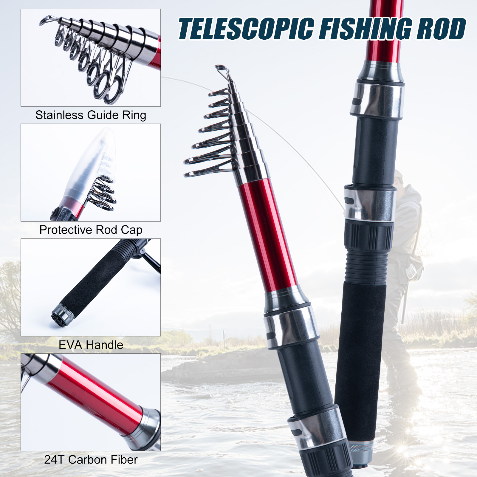 Goture 伸縮式釣り竿とリールコンボ、スピニングリール、 - Fishing Rod Building Kit のレビューと価格