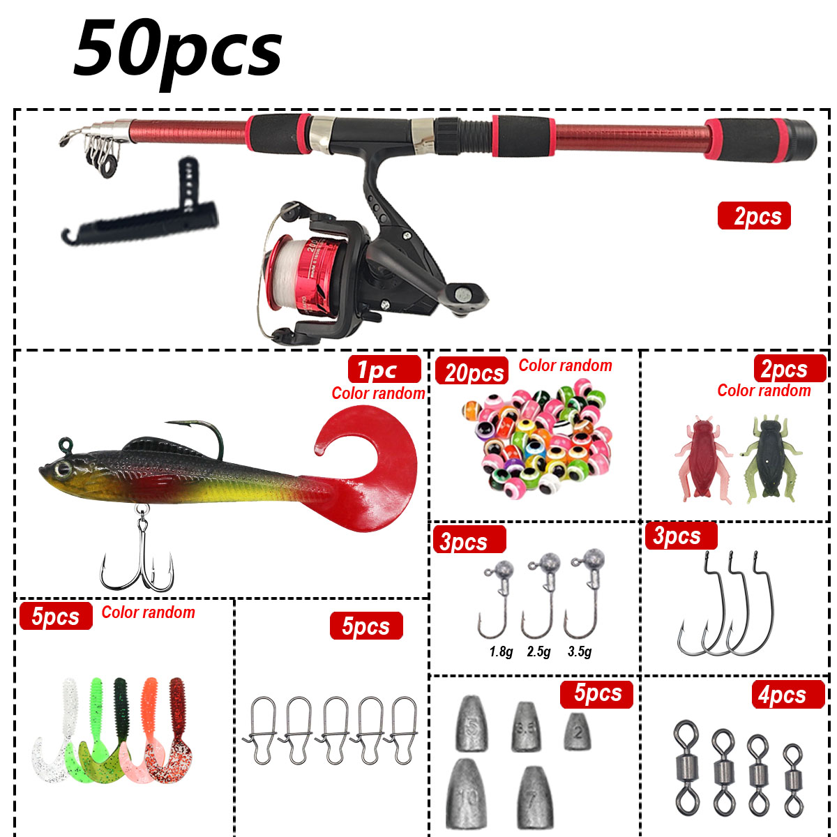 ポータブル伸縮式釣り竿＆リールコンボフルキット（タックル付き - Fishing Rod Combo のレビューと価格