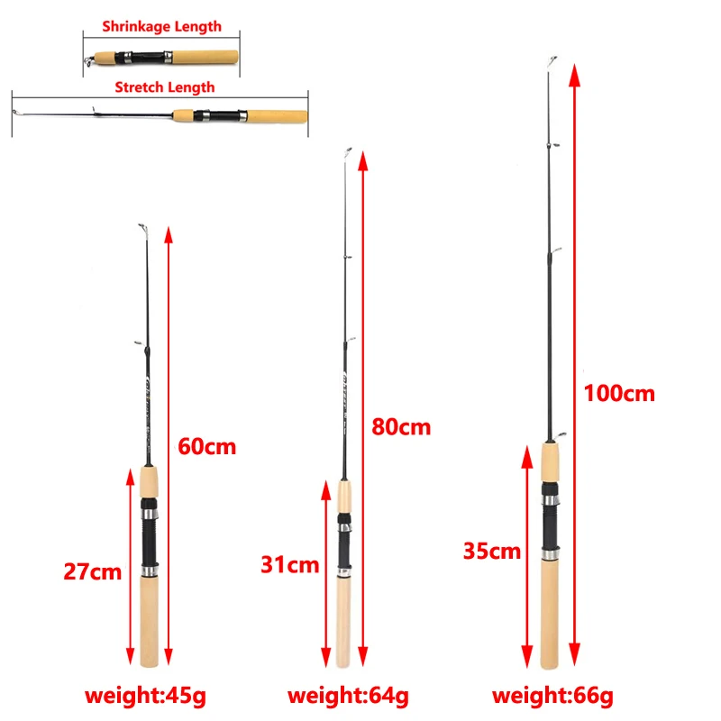 ミニ伸縮式氷釣り竿ポータブルカーボンファイバー川エビ鯉釣り竿 - Fishing Rod Ice のレビューと価格
