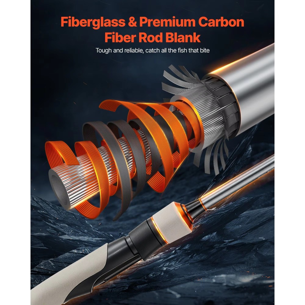 カーボンファイバー製バス釣り竿コンボ 6.5フィート ツーピ - Fishing Rod Carbon Fiber のレビューと価格