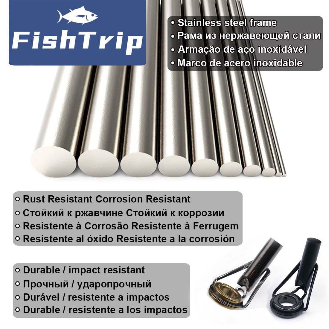 ステンレス鋼フレームのセラミックリング,スピニング構造の交換 - Fishing Rod Tip Replacement のレビューと価格