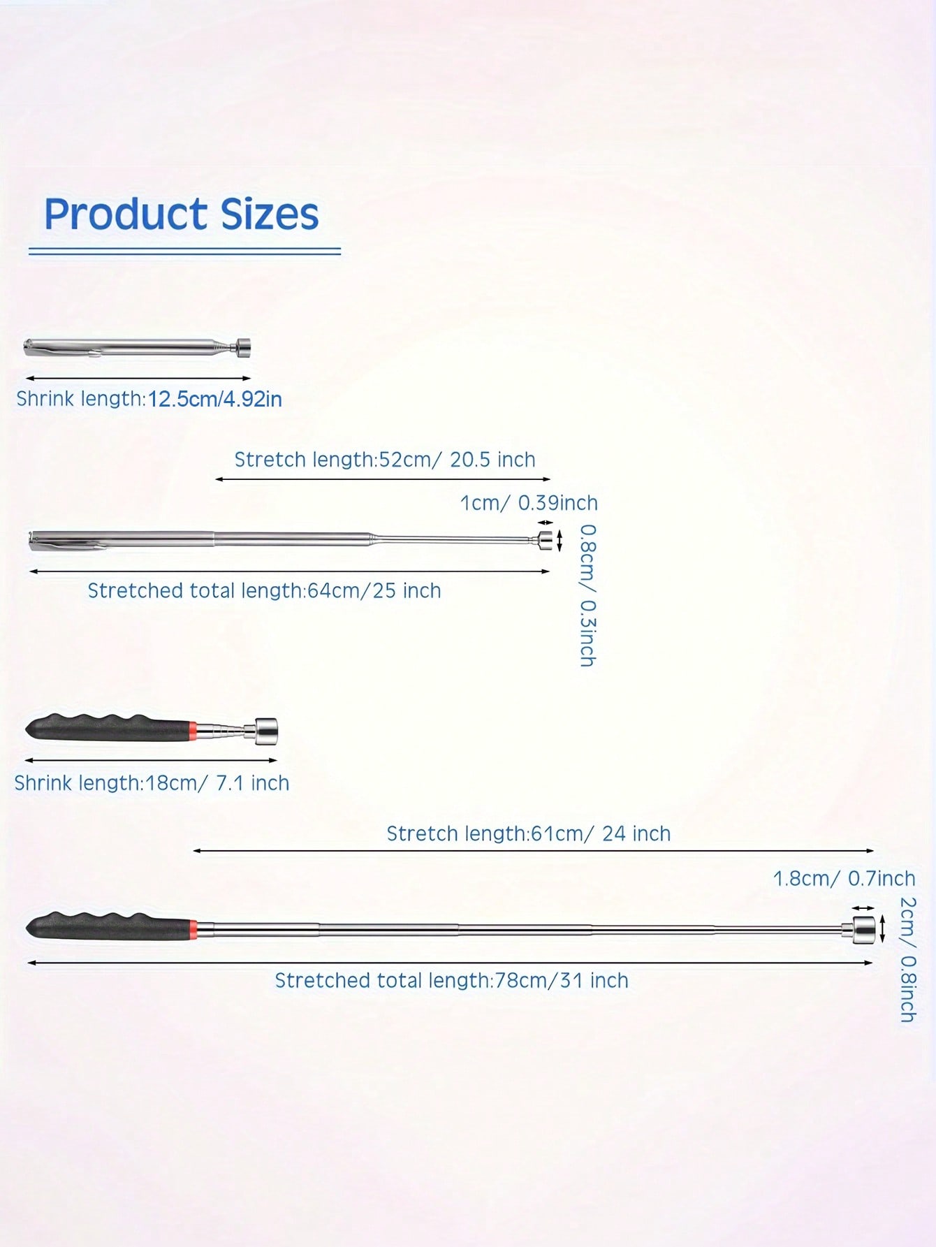 手の届きにくい場所用の格納式磁石ピックアップツール LEDラ - Fishing Rod Telescopic のレビューと価格